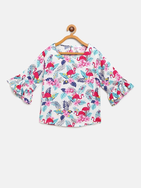 

Bella Moda Girls White & Pink Flamingo & Floral Print Top