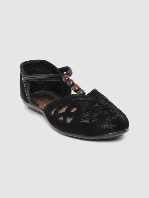 

Myra Women Black Laser Cut Pattern Flats with Beaded Detail