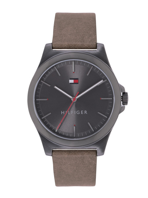 

Tommy Hilfiger Men Grey Dial & Brown Leather Straps Analogue Watch TH1791717, Charcoal