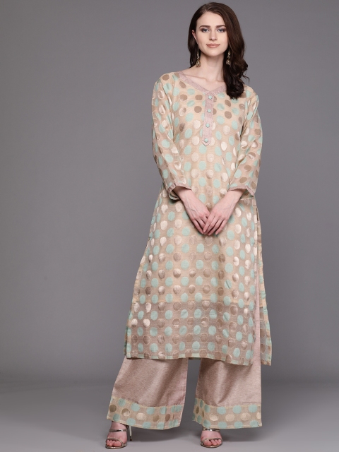 

Chhabra 555 Beige Made to Measure Resham Self-Deisgn Kurta with Palazzos