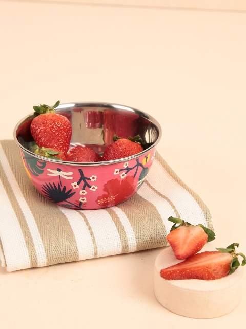 

Chumbak Pink & Yellow Hand-Painted Gentle Breeze Steel Bowl