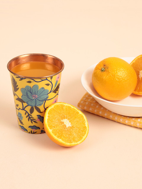 

Chumbak Yellow & Green Printed Large Copper Tumbler