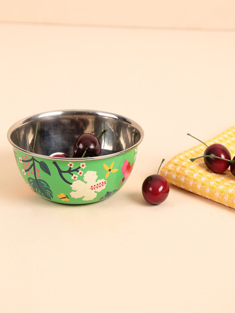 

Chumbak Green & Black Printed Soothing Streams Steel Bowl