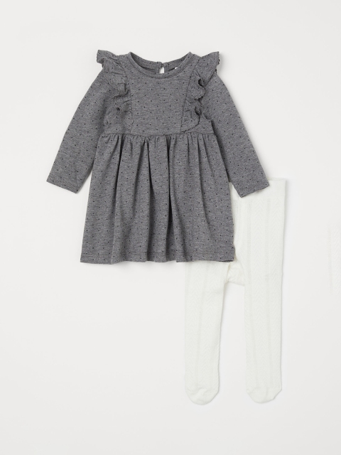 

H&M Girls Grey & White Dress And Tights