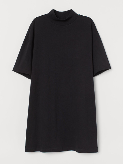 

H&M Women Black Solid Turtleneck T-Shirt Dress