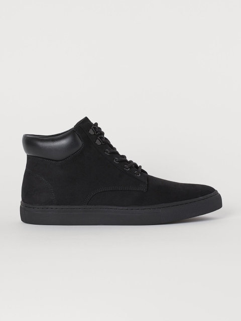 

H&M Men Black Solid Hi-Top Trainers