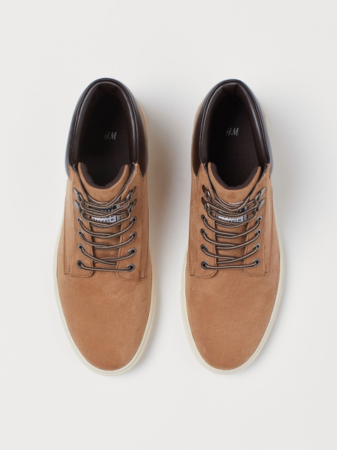 

H&M Men Beige Solid Hi-Top Trainers