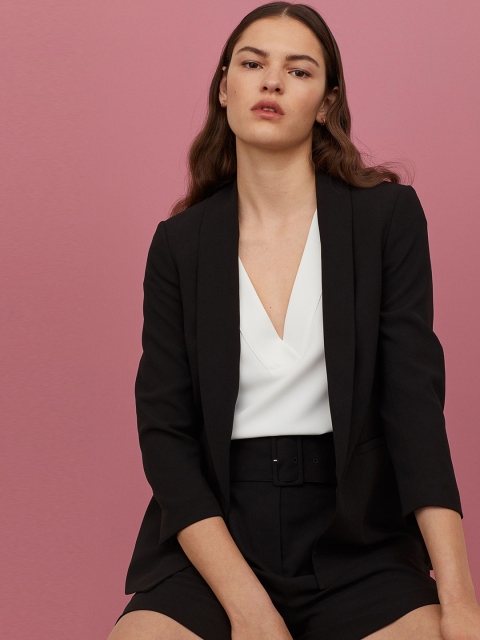 

H&M Women Black Straight-Cut Jacket