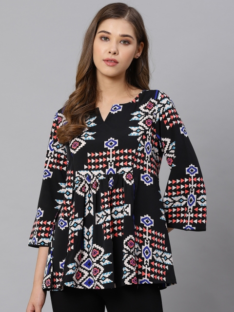 

Kiaasa Women Black & White Printed A-Line Top