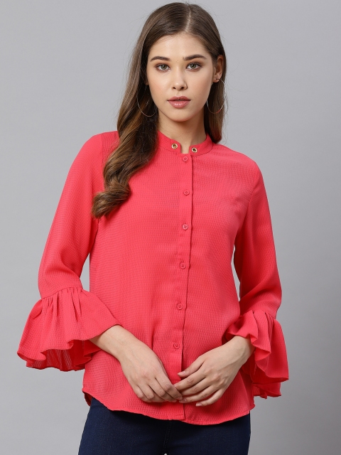 

Kiaasa Women Fuchsia Pink Regular Fit Self Design Casual Shirt