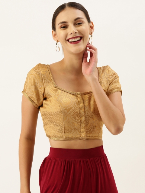 

Soch Women Gold-Coloured Woven Design Art Silk Saree Blouse