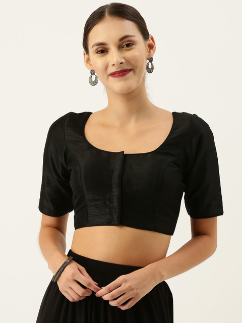 

Soch Women Black Solid Raw Silk Saree Blouse