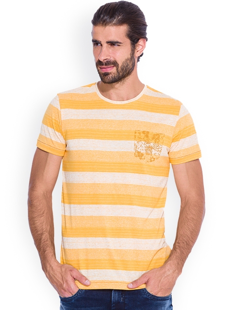 

Mufti Yellow Striped Slim Fit T-shirt