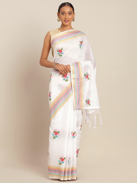 

KALINI White Art Silk Embroidered Mysore Silk Saree