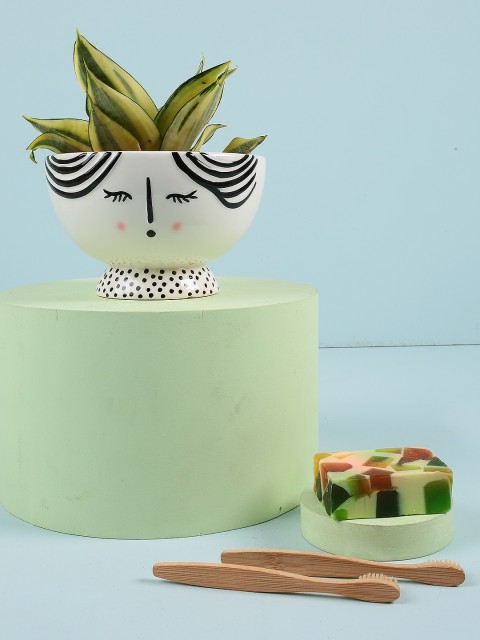 

Chumbak White & Black Printed Planter