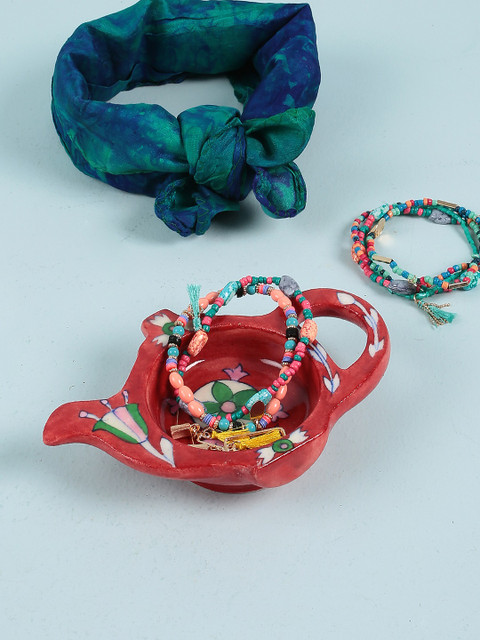 

Chumbak Red Printed Trinket Tray