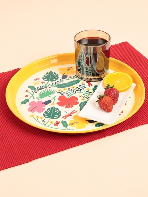 

Chumbak Yellow & Off-White Printed Tray