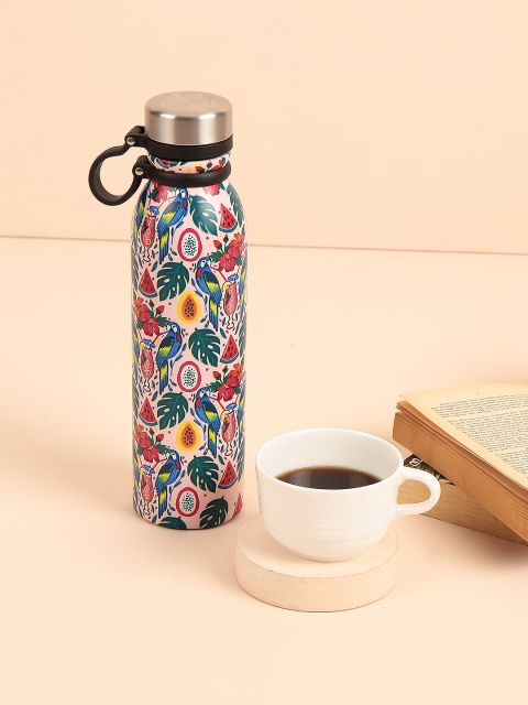 

Chumbak Unisex Pink & Green Printed Birdy Bunch Water Bottle