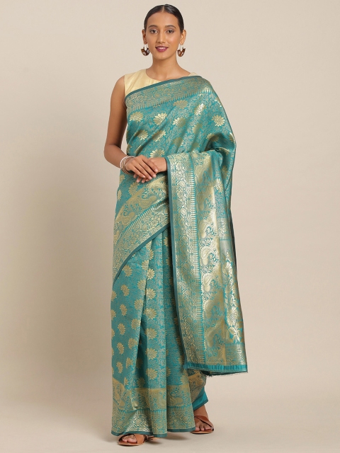 

KALINI Teal Green & Golden Art Silk Woven Design Banarasi Saree