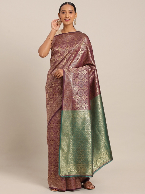 

KALINI Maroon & Gold-Toned Art Silk Woven Design Banarasi Saree