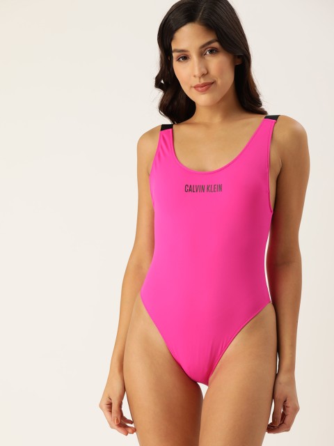 

Calvin Klein Underwear Women Pink Solid Padded Swimsuit With Printed Detailing KW00980TZ7