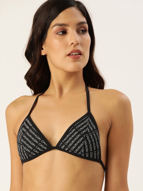 

Calvin Klein Underwear Women Black & White Printed Triangle Swim Bikini Bra