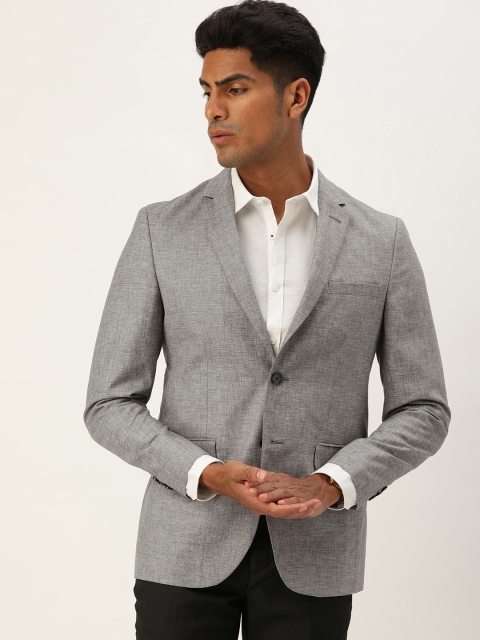 

Peter England Men Grey Melange Solid Neo-Slim Fit Formal Blazer