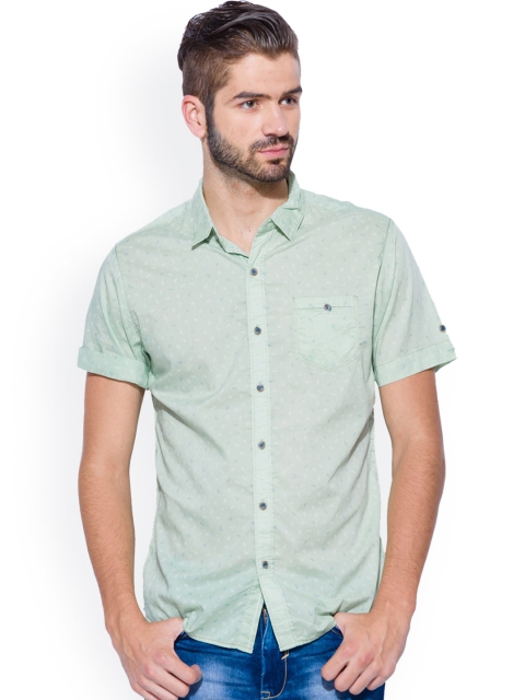 

Mufti Lime Green Printed Casual Shirt