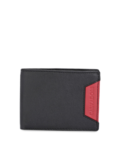 

Calvadoss Men Black & Red Colourblocked Two Fold Wallet