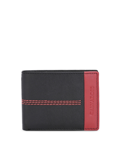 

Calvadoss Men Black & Red Colourblocked Two Fold Wallet