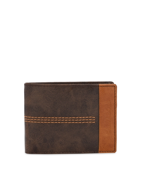

Calvadoss Men BrownColourblocked Two Fold Wallet, Brown