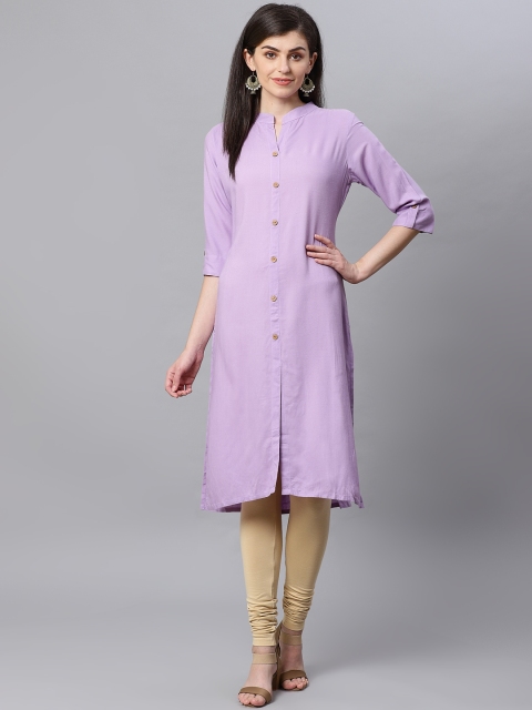 

Kifahari Women Lavender Slim Fit Solid Straight Kurta