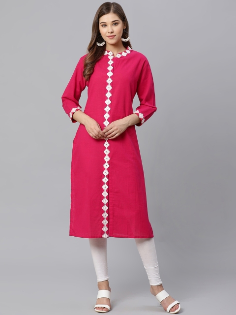 

Kifahari Women Pink Solid A-Line Kurta