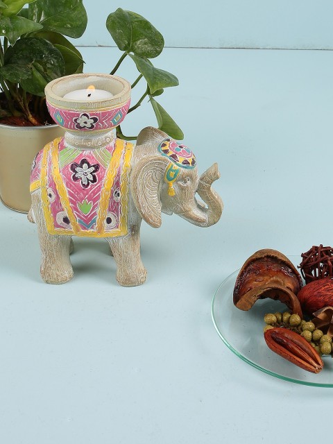 

Chumbak Brown & Pink Polyresin Cosmic Fantastic Elephant Figurine Showpiece