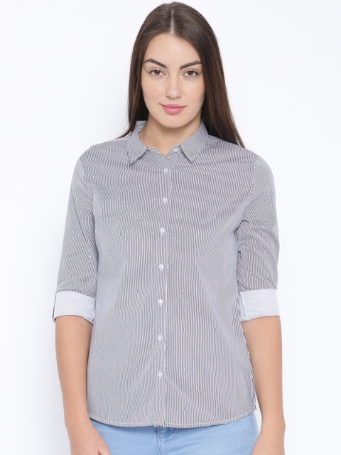 

Arrow Woman White & Black Striped Casual Shirt