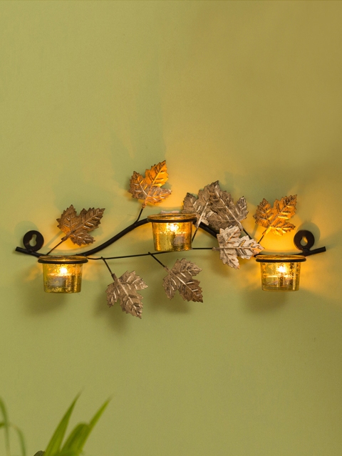 

ExclusiveLane Gold-Toned Glowing Maples Handcrafted Wall Sconce Tea Light Holder