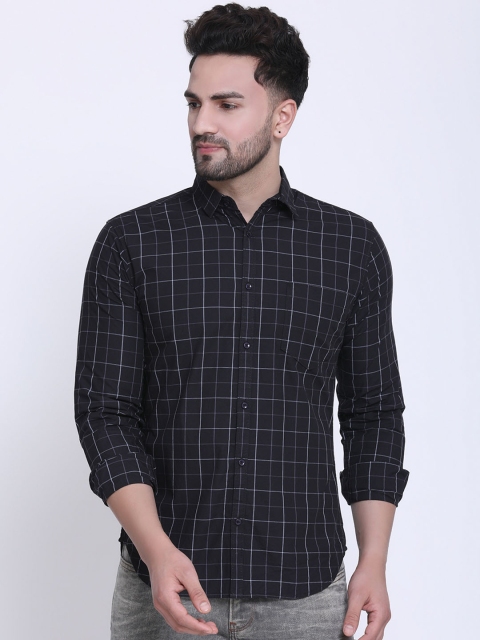 

Crosscreek Men Black & White Slim Fit Checked Casual Shirt