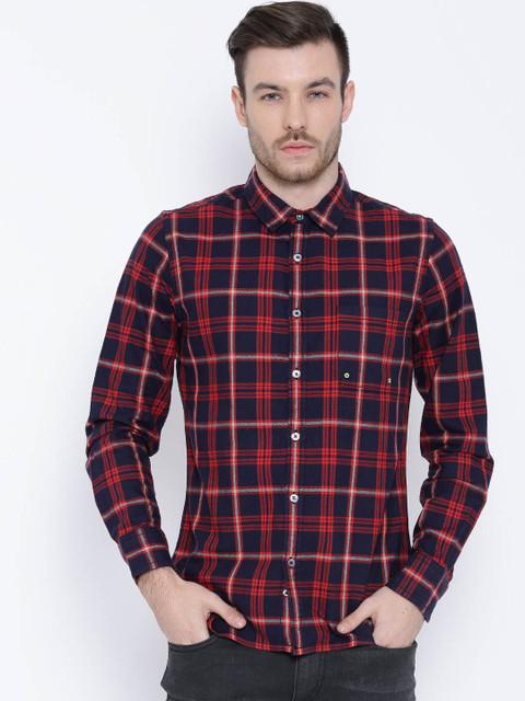 

United Colors of Benetton Navy Checked Casual Shirt, Navy blue