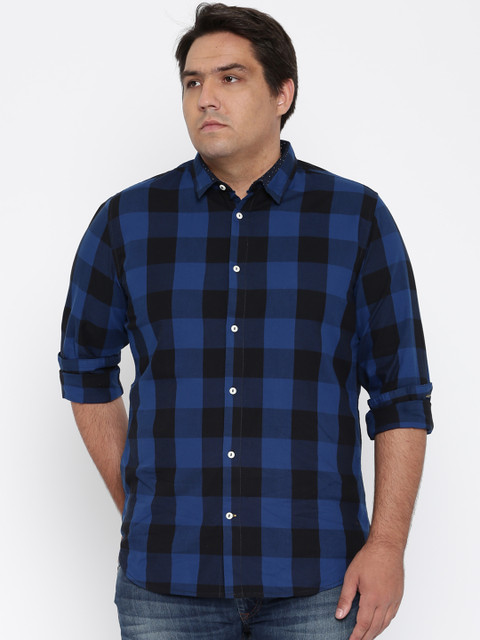 

United Colors of Benetton Men Blue & Black Checked Casual Shirt