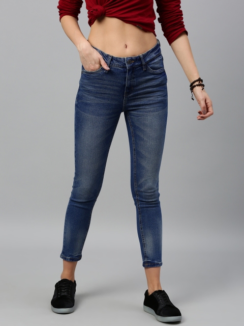 

Roadster Women Blue Skinny Fit Mid-Rise Clean Look Stretchable Cropped Jeans
