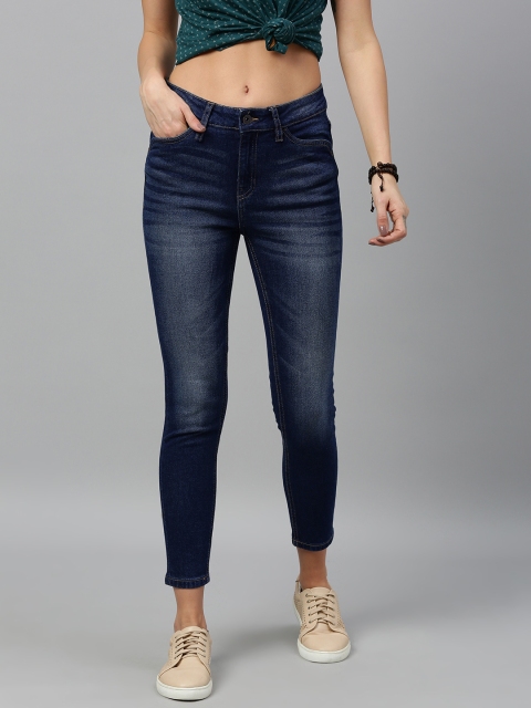 

Roadster Women Blue Skinny Fit Mid-Rise Clean Look Stretchable Cropped Jeans