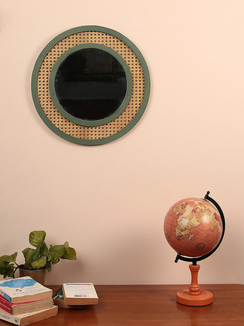 

Chumbak Green & Brown MDF Feeling Fine Wall Hanging Mirror