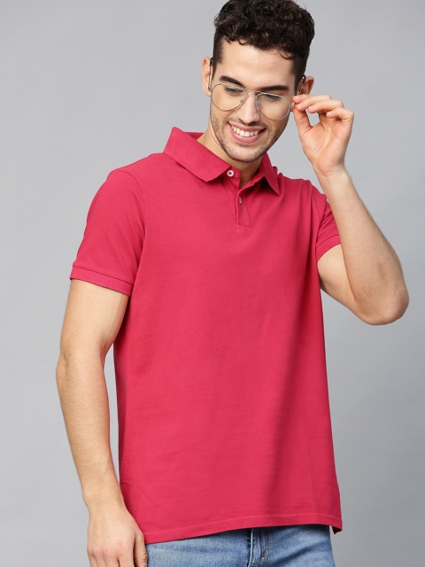 

Mast Harbour Men Pink Solid Polo Collar Pure Cotton T-shirt