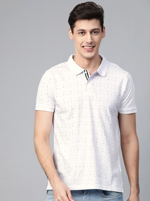 

Mast & Harbour Men White & Grey Printed Polo Collar T-shirt