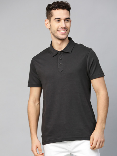 

Mast & Harbour Men Black Solid Polo Collar T-shirt
