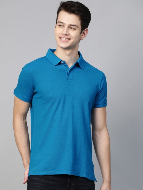 

Mast & Harbour Men Teal Blue Solid Polo Collar T-shirt