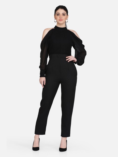 

Eavan Women Black Self Design Basic Jumpsuit