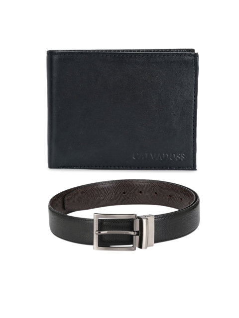 

Calvadoss Men Black & Brown Premium Belt and Leather Wallet Gift Set
