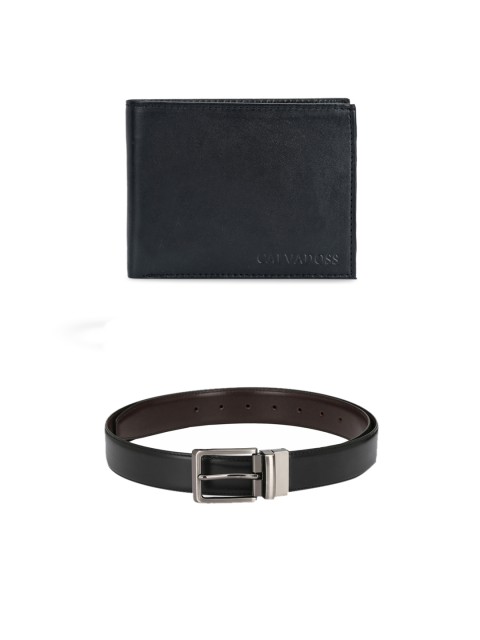

Calvadoss Men Black Premium Belt and Wallet Set