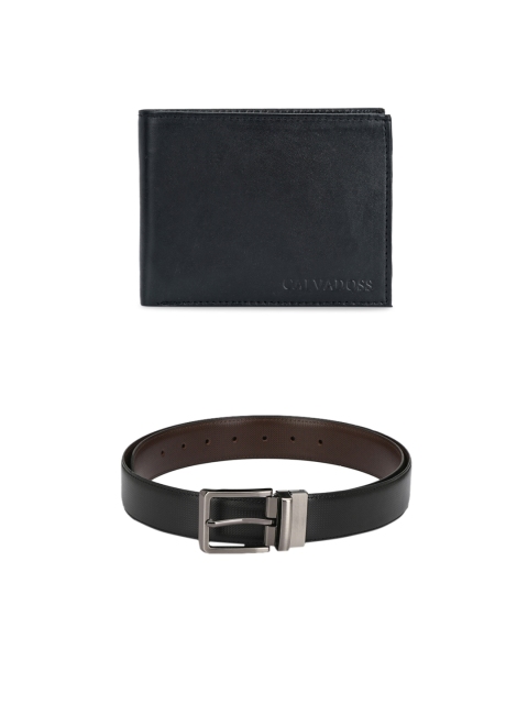 

Calvadoss Men Black Premium Belt and Wallet Set
